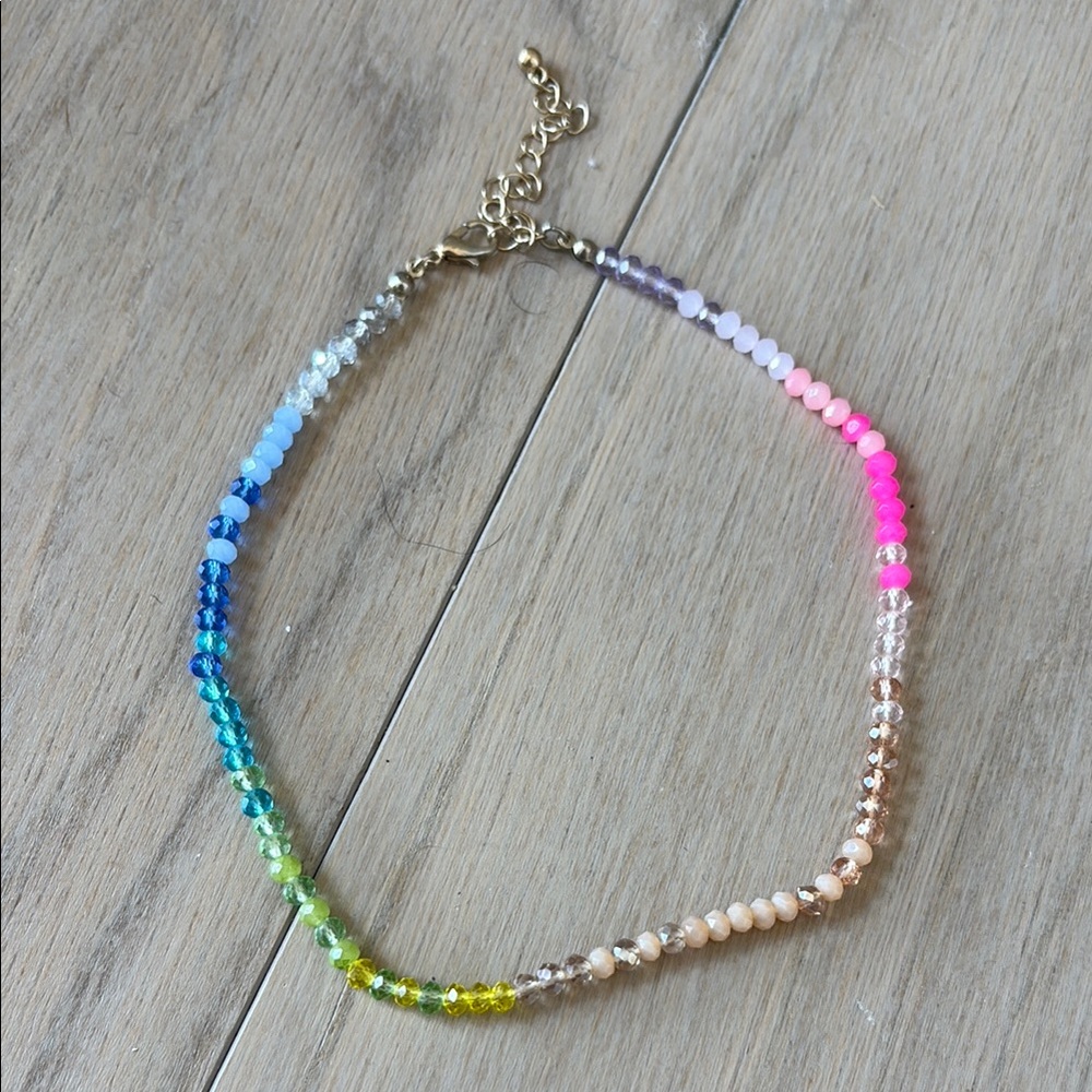 Adjustable Rainbow Beaded Necklace